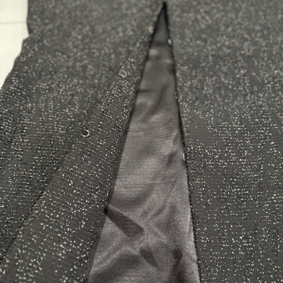 Tahari Long Jacket Black Tweed Duster Office Short Sleeve Career Women’s Size 8 - Picture 6 of 16